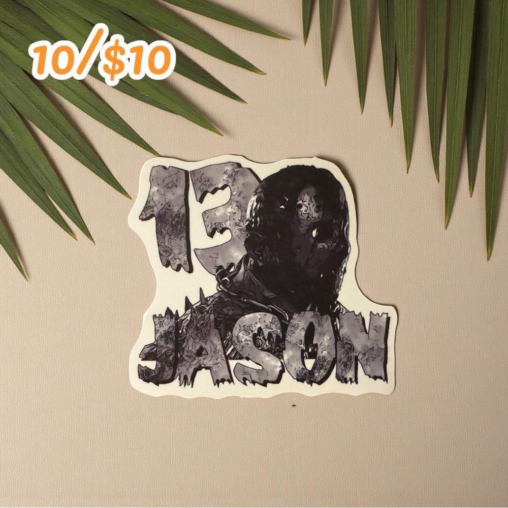 Jason “13” Horror Sticker – Approx. 2 1/4”, Glossy Finish